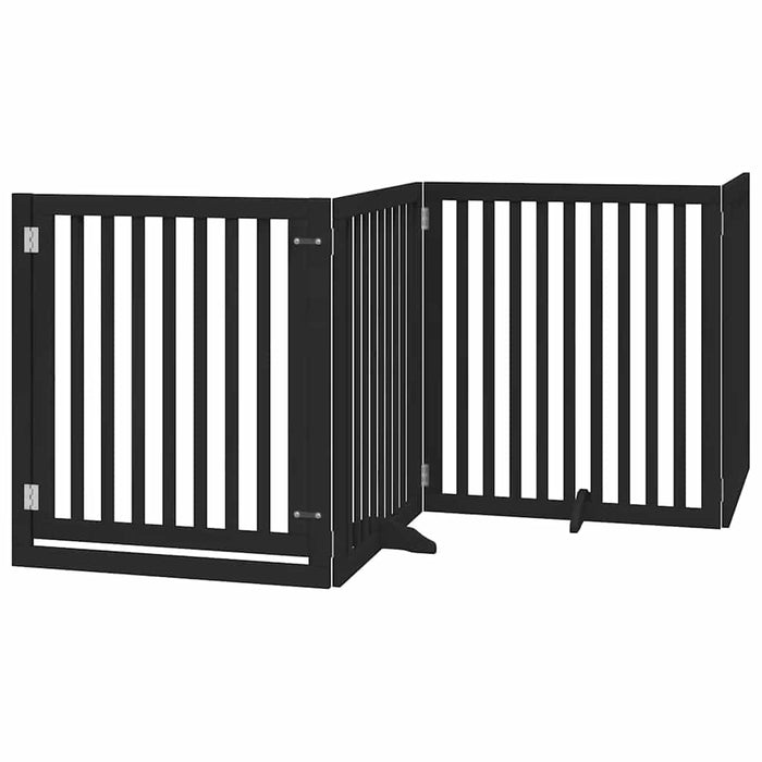 Poartă câini pliabilă cu ușă 10 panouri negru 800 cm, lemn plop WALTI
