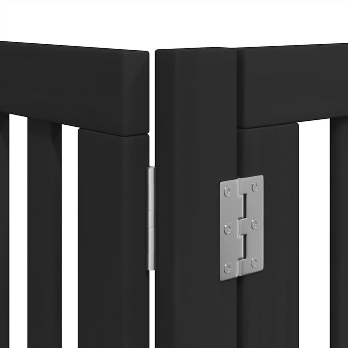 Poartă câini pliabilă cu ușă 12 panouri negru 960 cm, lemn plop WALTI