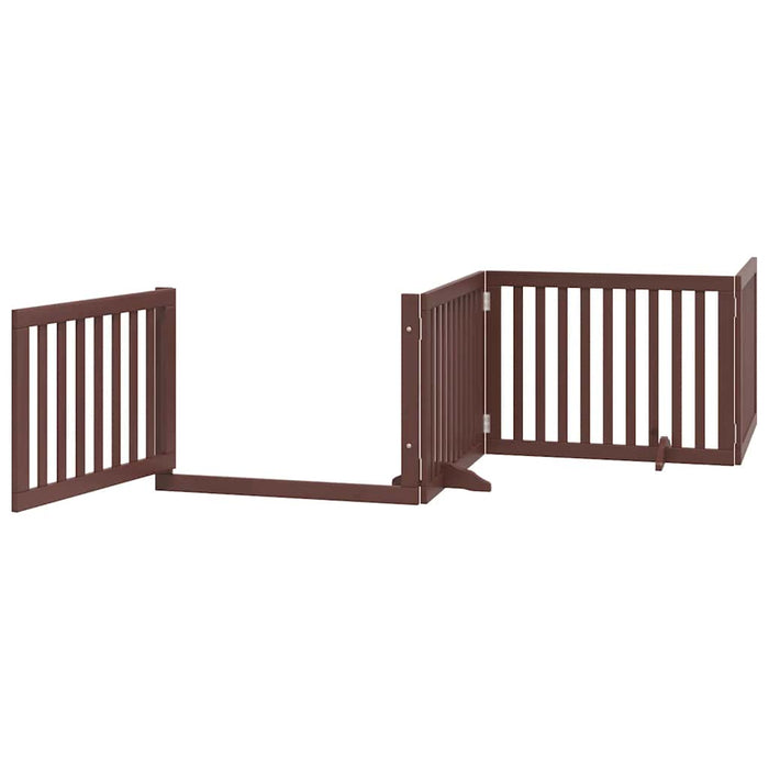 Poartă câini pliabilă cu ușă 12 panouri maro 960 cm, lemn plop - WALTI WALTI