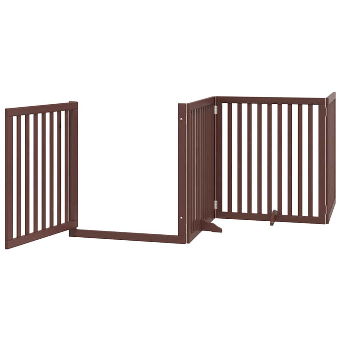 Poartă câini pliabilă cu ușă 12 panouri maro 960 cm, lemn plop WALTI