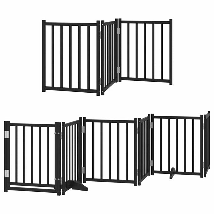 Poartă câini pliabilă cu ușă 12 panouri negru 600 cm, lemn plop - WALTI WALTI
