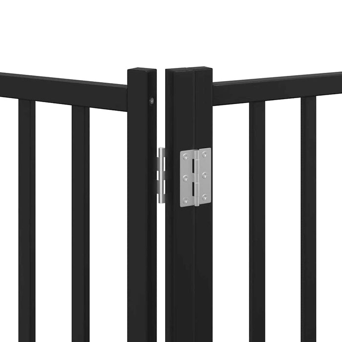 Poartă câini pliabilă cu ușă 12 panouri negru 600 cm, lemn plop - WALTI WALTI