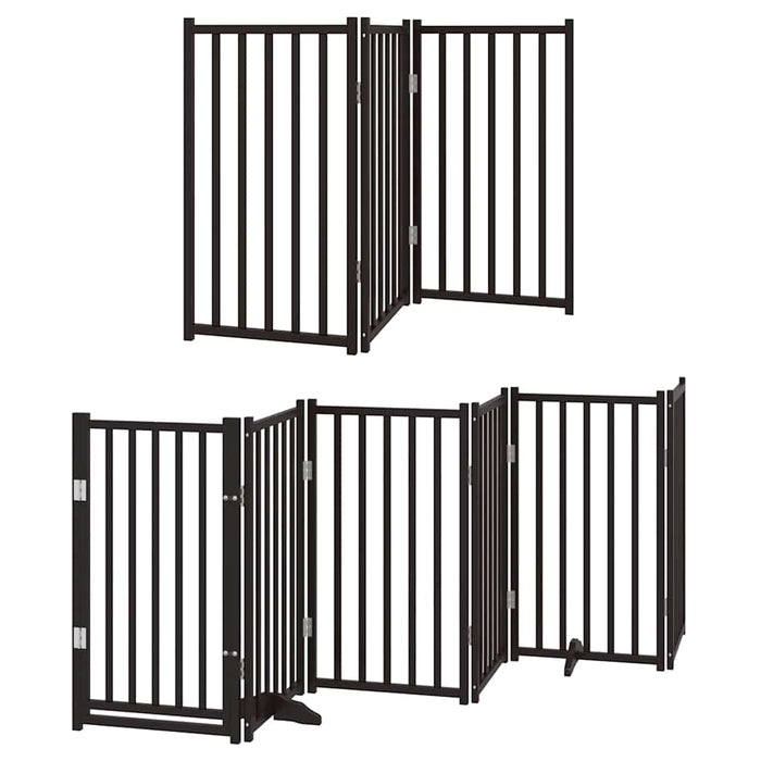 Poartă câini pliabilă cu ușă 12 panouri negru 600 cm, lemn plop - WALTI WALTI