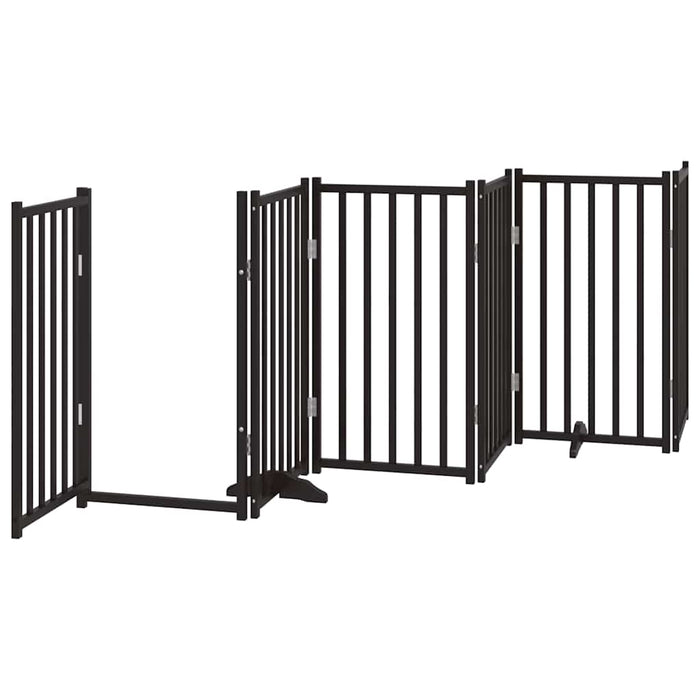 Poartă câini pliabilă cu ușă 12 panouri negru 600 cm, lemn plop - WALTI WALTI