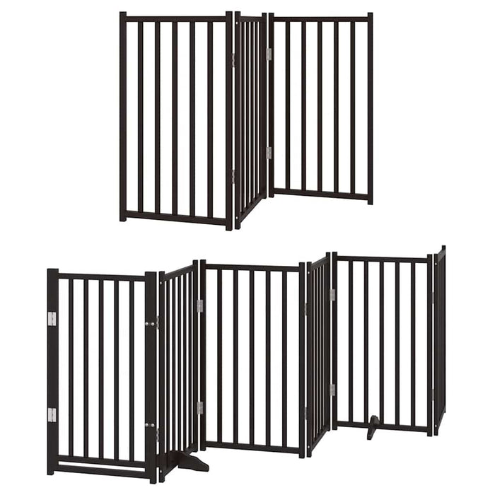 Poartă câini pliabilă cu ușă 15 panouri negru 750 cm, lemn plop - WALTI WALTI