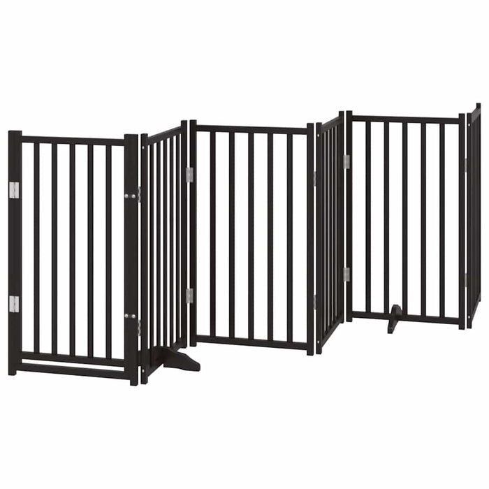 Poartă câini pliabilă cu ușă 15 panouri negru 750 cm, lemn plop - WALTI WALTI