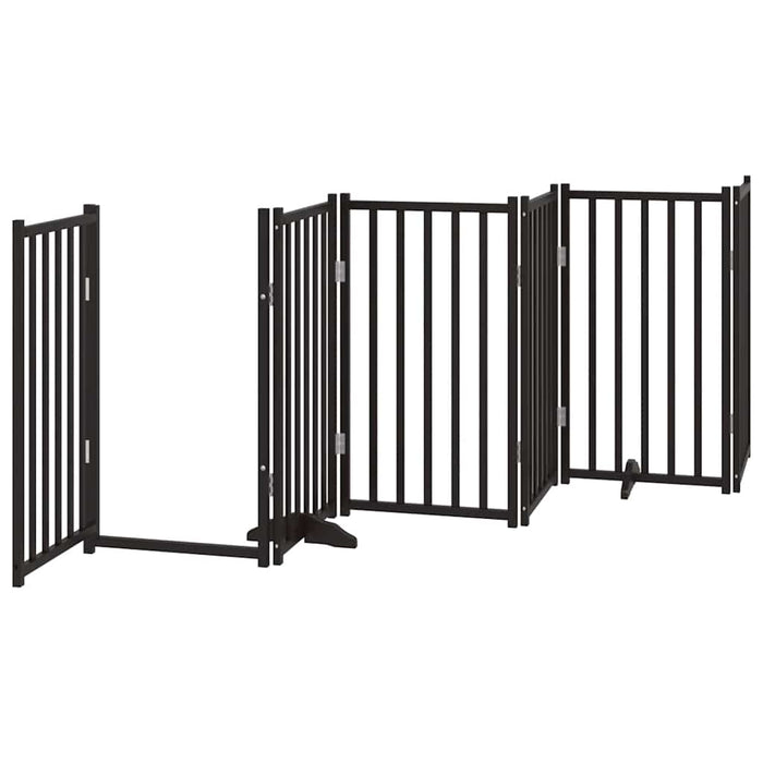 Poartă câini pliabilă cu ușă 15 panouri negru 750 cm, lemn plop - WALTI WALTI