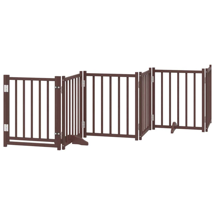 Poartă câini pliabilă cu ușă 12 panouri maro 600 cm, lemn plop - WALTI WALTI