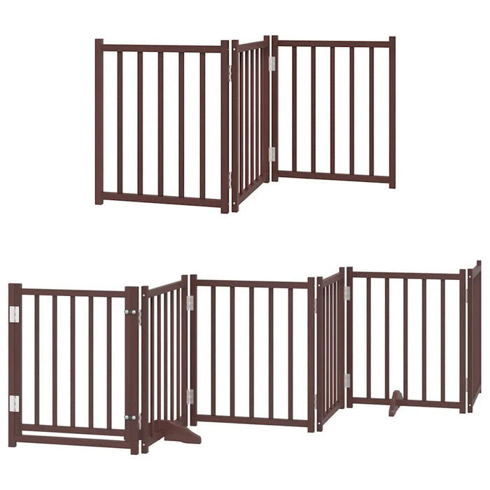 Poartă câini pliabilă cu ușă 15 panouri maro 750 cm, lemn plop - WALTI WALTI