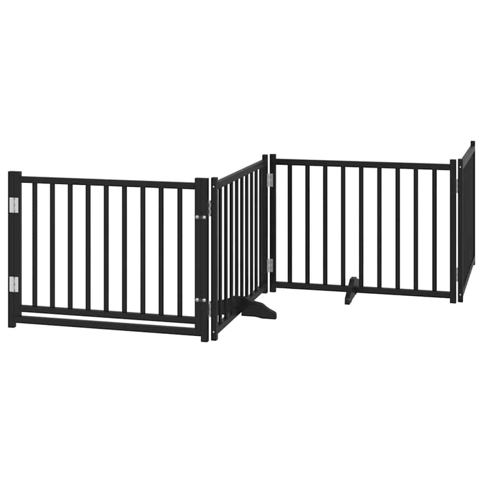 Poartă câini pliabilă cu ușă 8 panouri negru 640 cm, lemn plop - WALTI WALTI