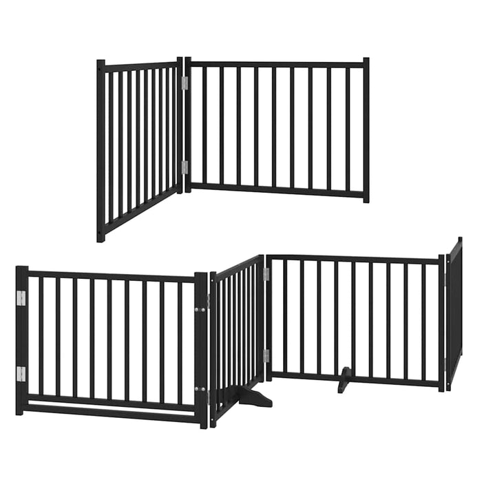 Poartă câini pliabilă cu ușă 10 panouri negru 800 cm, lemn plop - WALTI WALTI