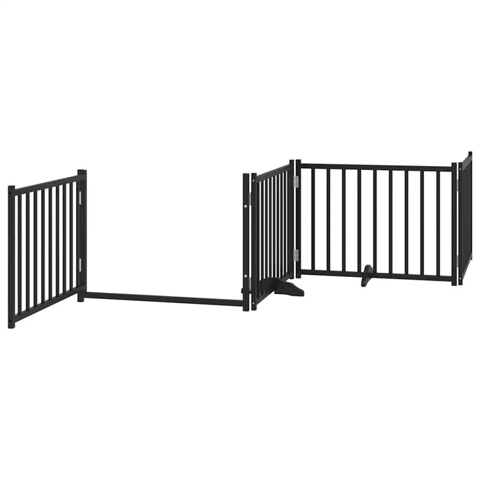 Poartă câini pliabilă cu ușă 10 panouri negru 800 cm, lemn plop - WALTI WALTI
