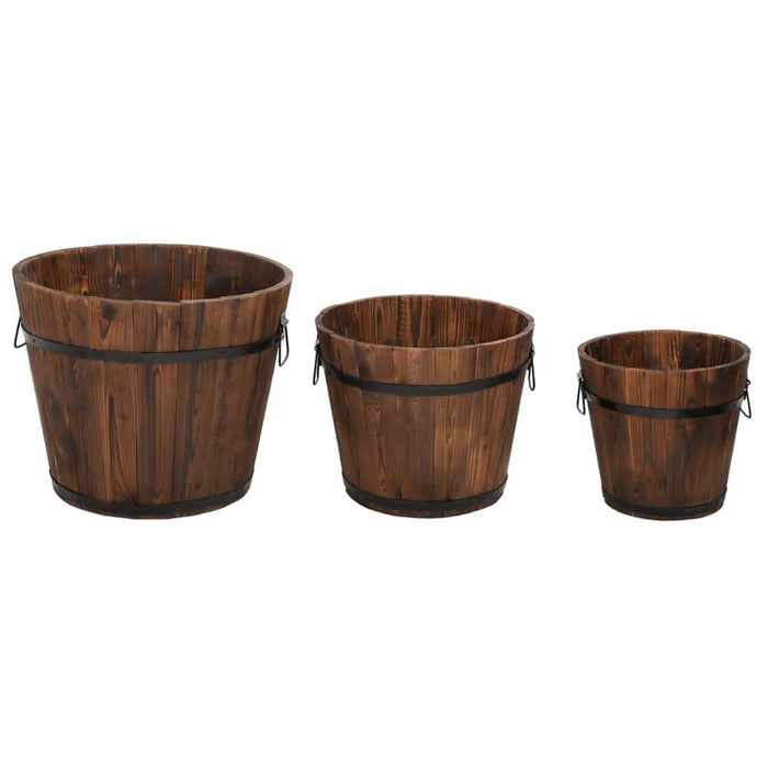 Set de jardiniere tip găleată, 3 piese, lemn masiv de brad - WALTI WALTI
