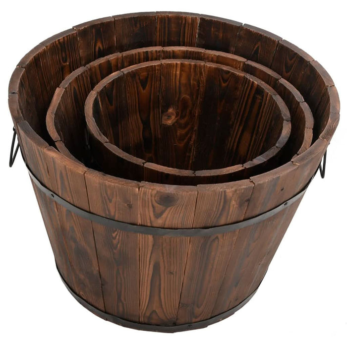 Set de jardiniere tip găleată, 3 piese, lemn masiv de brad - WALTI WALTI