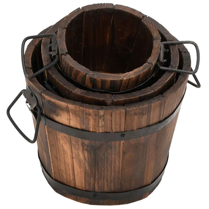 Set de jardiniere tip găleată, 3 piese, lemn masiv de brad - WALTI WALTI