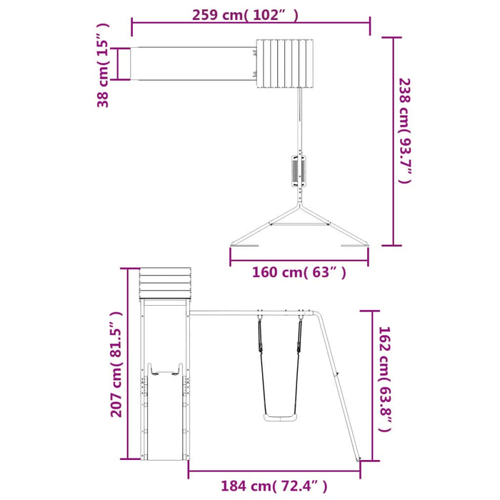Set de joacă pentru exterior, lemn de pin impregnat - WALTI WALTI