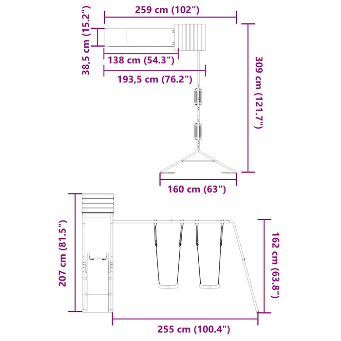 Set de joacă pentru exterior, lemn de pin impregnat - WALTI WALTI