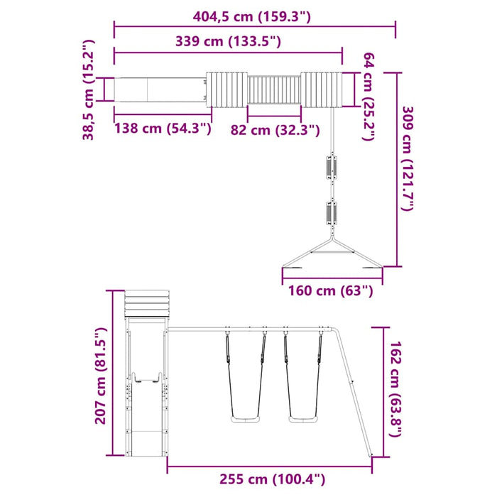 Set de joacă pentru exterior, lemn de pin impregnat - WALTI WALTI