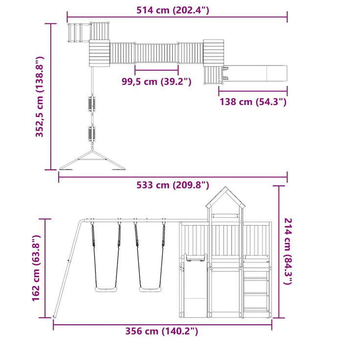 Set de joacă pentru exterior, lemn de pin impregnat - WALTI WALTI