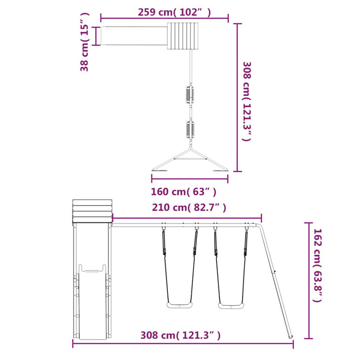 Set de joacă pentru exterior, lemn de pin impregnat - WALTI WALTI