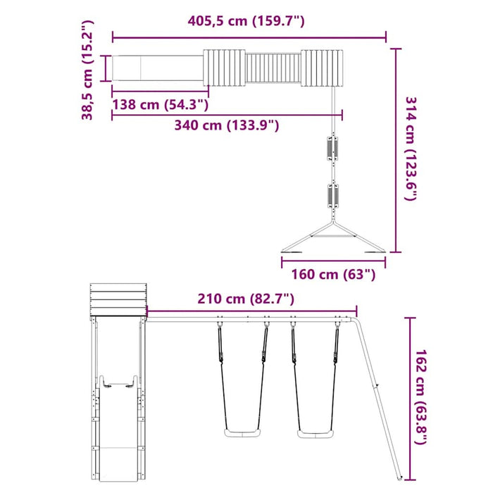 Set de joacă pentru exterior, lemn masiv de pin - WALTI WALTI