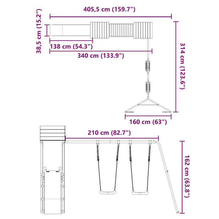 Set de joacă pentru exterior, lemn de pin impregnat - WALTI WALTI