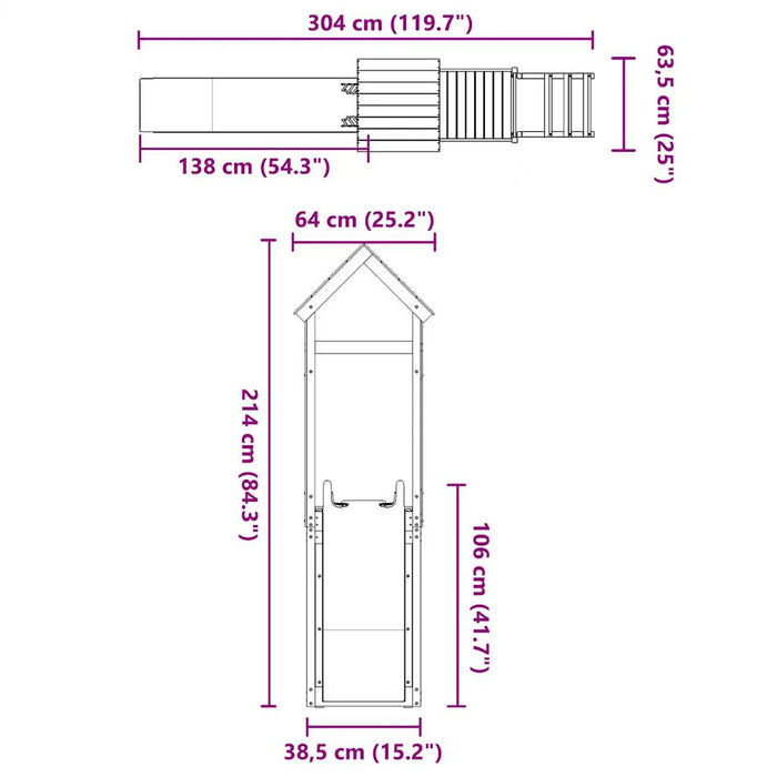 Set de joacă pentru exterior, lemn masiv de pin - WALTI WALTI