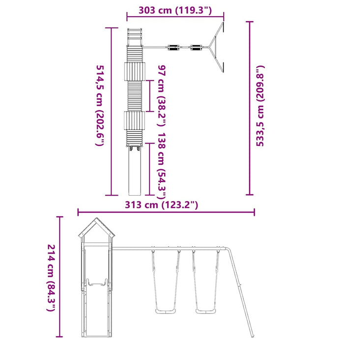 Set de joacă pentru exterior, lemn de pin impregnat - WALTI WALTI