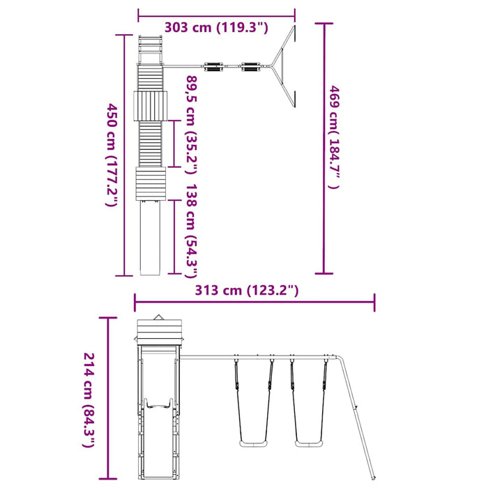 Set de joacă pentru exterior, lemn masiv de pin - WALTI WALTI