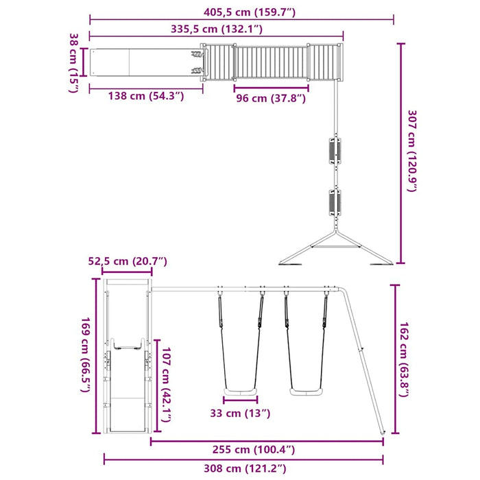 Set de joacă pentru exterior, lemn masiv de pin - WALTI WALTI