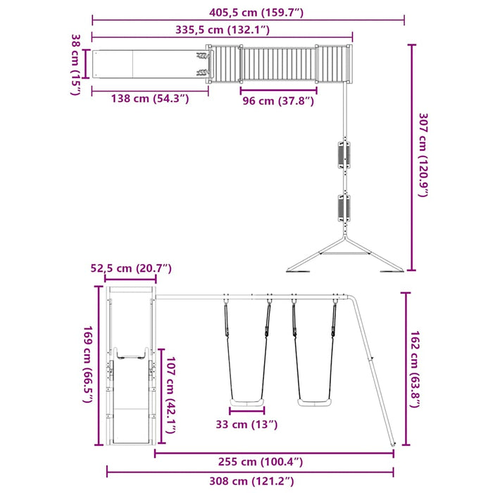 Set de joacă pentru exterior, lemn de pin impregnat - WALTI WALTI