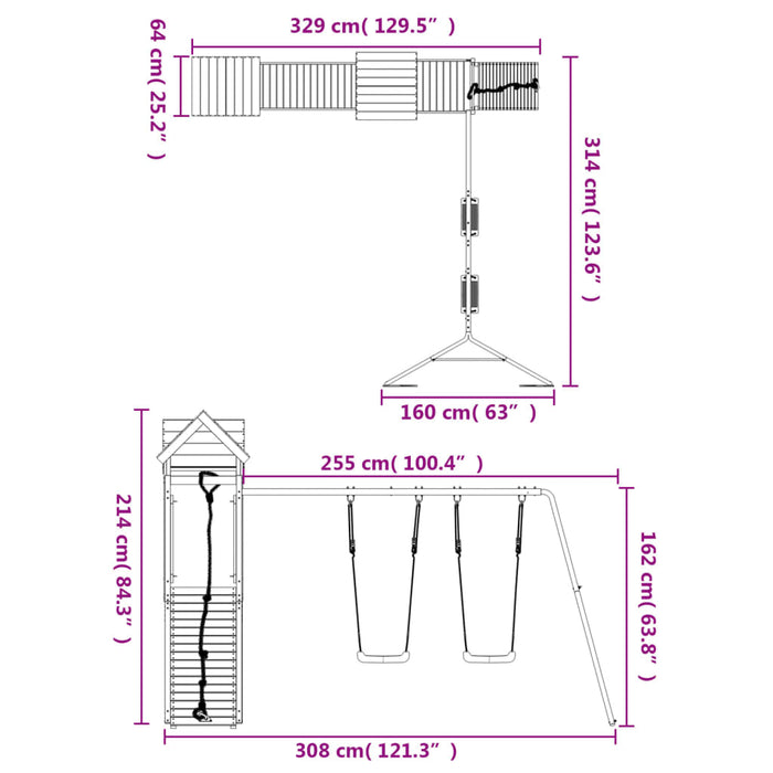 Set de joacă pentru exterior, lemn masiv de pin - WALTI WALTI