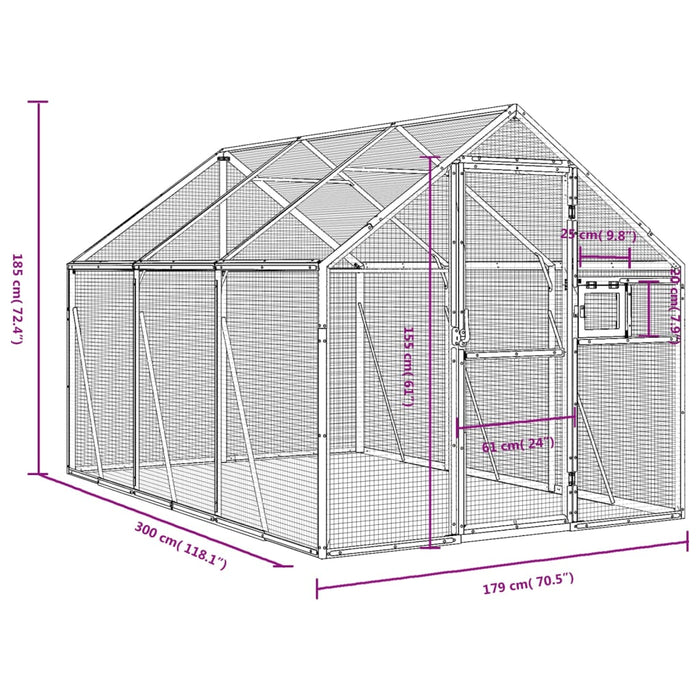 Volieră de păsări, antracit, 1,79x3x1,85 m, aluminiu - WALTI WALTI