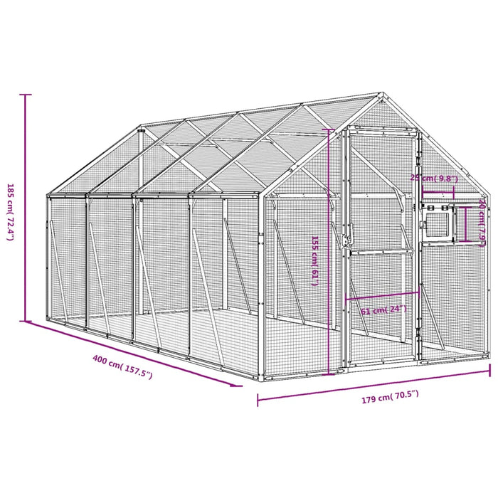 Volieră de păsări, antracit, 1,79x4x1,85 m, aluminiu - WALTI WALTI