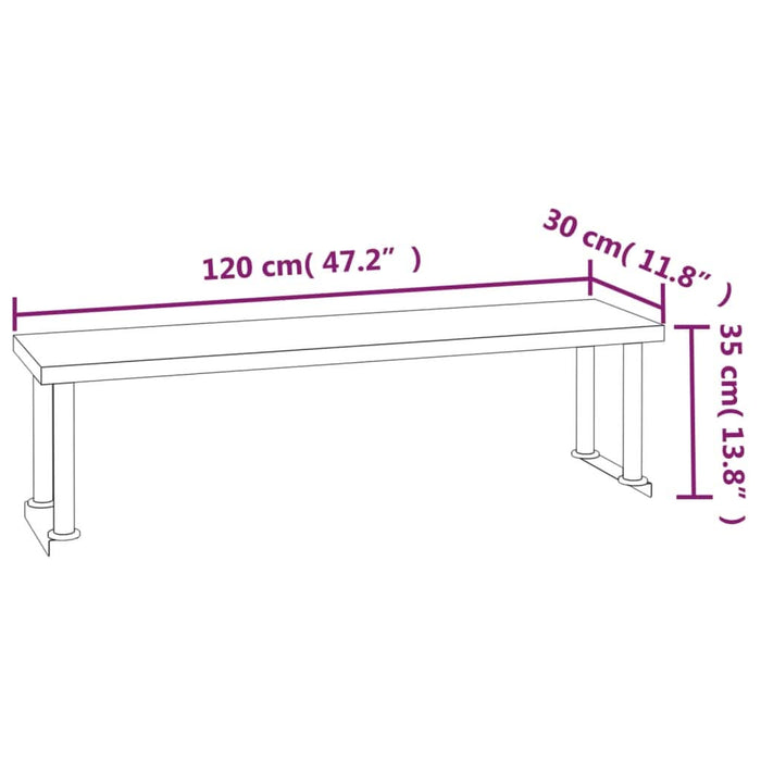 Masă bucătărie cu raft superior, 120x60x115 cm, oțel inoxidabil - WALTI WALTI