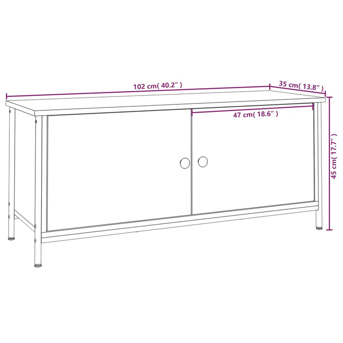 Comodă TV cu uși, stejar sonoma, 102x35x45 cm, lemn prelucrat - WALTI WALTI