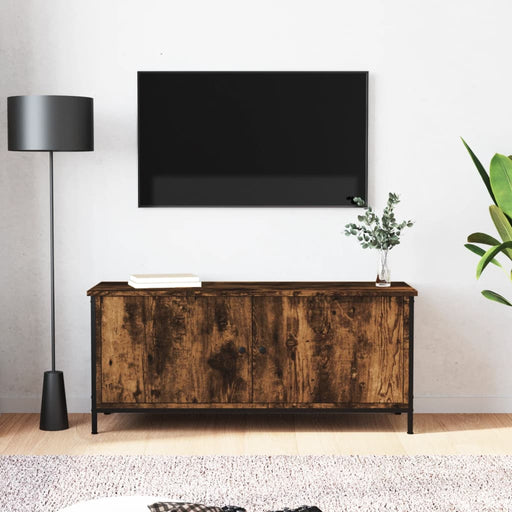 Comodă TV cu uși, stejar fumuriu, 102x35x45 cm, lemn prelucrat - WALTI WALTI