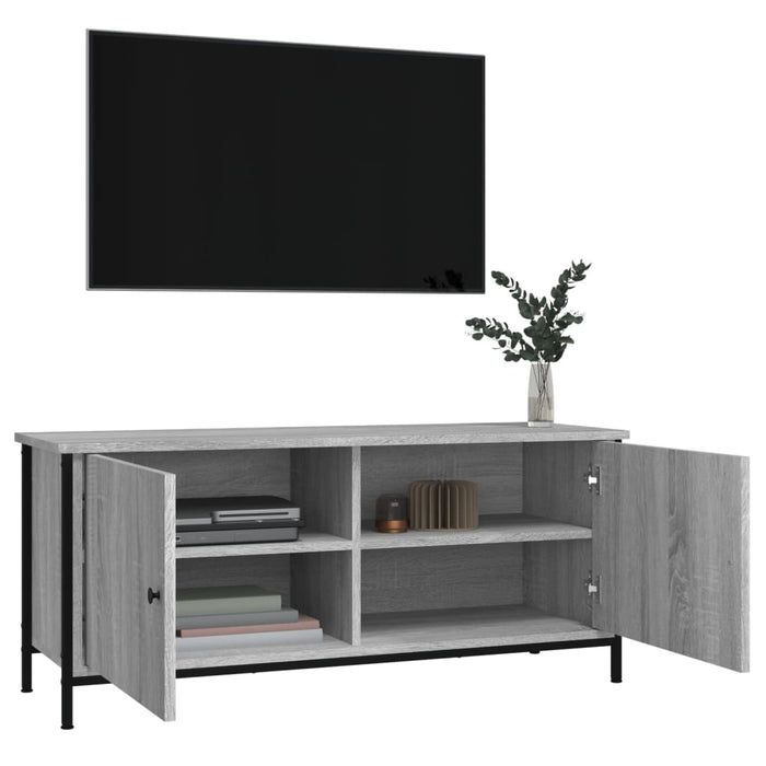 Comodă TV cu uși, gri sonoma, 102x35x45 cm, lemn prelucrat - WALTI WALTI