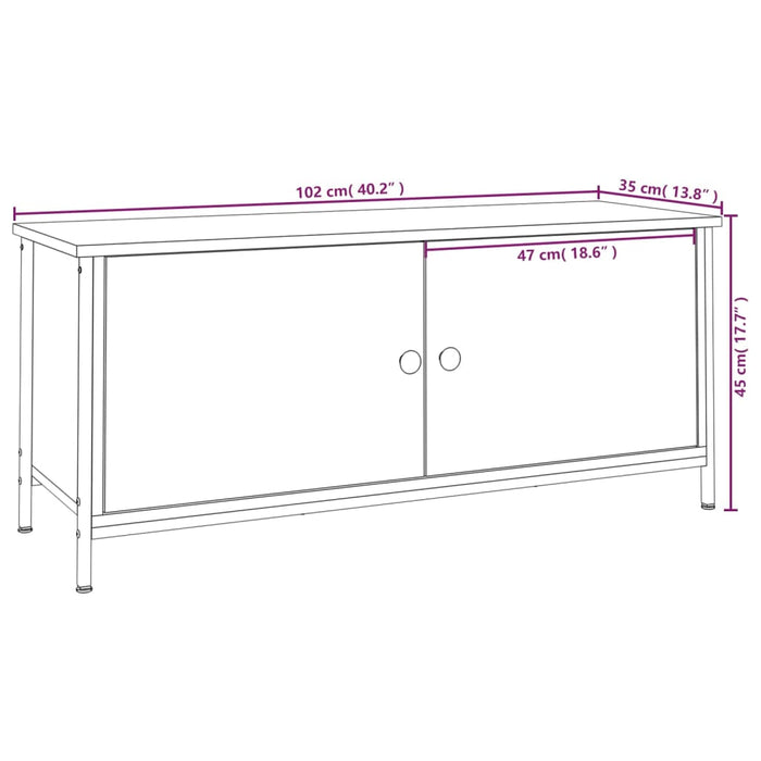 Comodă TV cu uși, gri sonoma, 102x35x45 cm, lemn prelucrat - WALTI WALTI