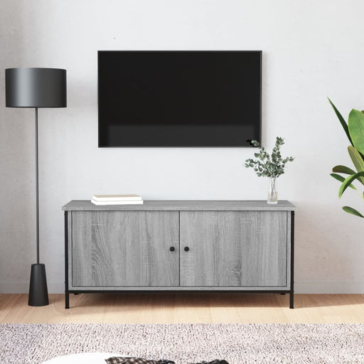 Comodă TV cu uși, gri sonoma, 102x35x45 cm, lemn prelucrat - WALTI WALTI