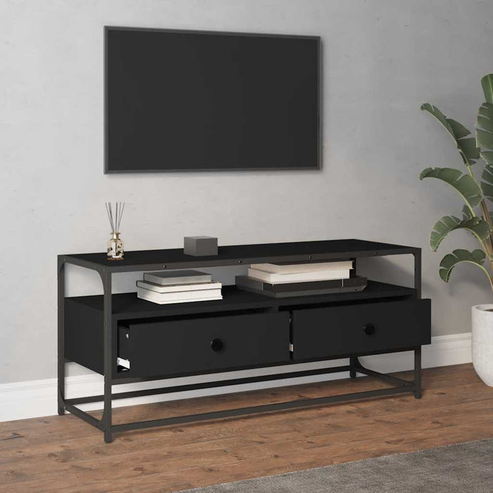 Dulap TV, negru, 100x35x45 cm, lemn prelucrat WALTI