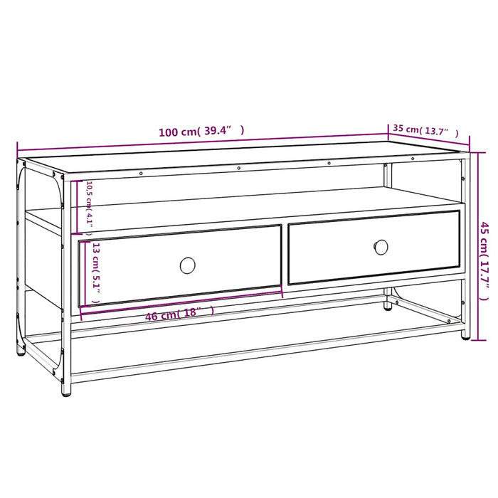 Dulap TV, negru, 100x35x45 cm, lemn prelucrat WALTI