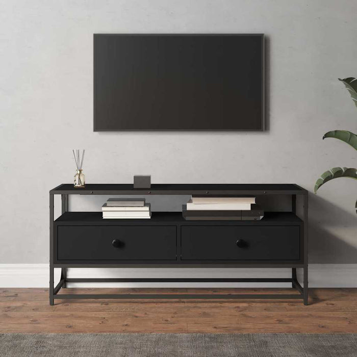 Dulap TV, negru, 100x35x45 cm, lemn prelucrat WALTI