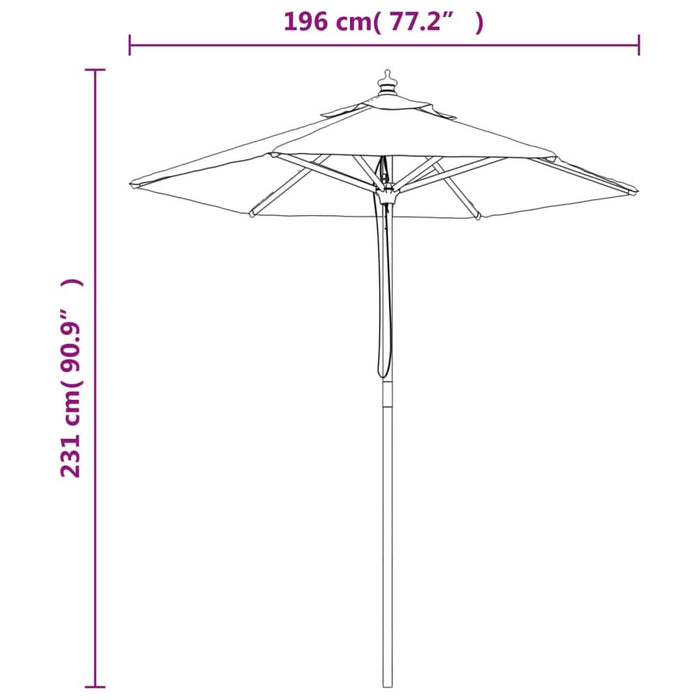 Umbrelă de soare de grădină stâlp din lemn, negru, 196x231 cm - WALTI WALTI