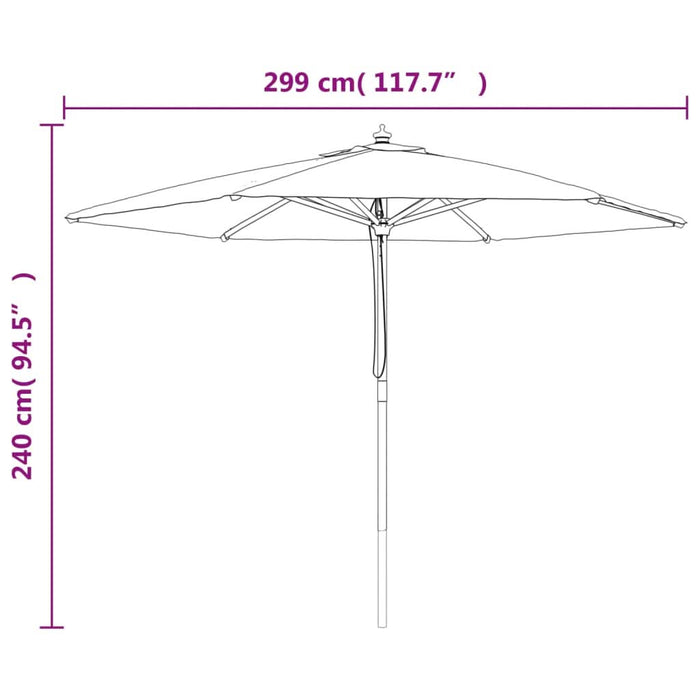 Umbrelă de soare de grădină stâlp din lemn, verde, 299 x 240 cm - WALTI WALTI