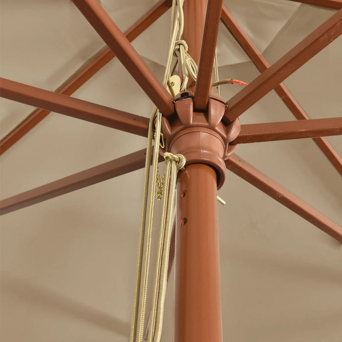 Umbrelă de soare de grădină stâlp din lemn gri taupe 400x273 cm - WALTI WALTI