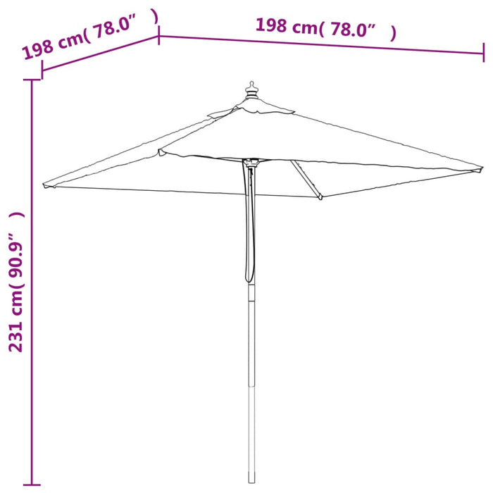 Umbrelă de grădină cu stâlp din lemn, cărămiziu, 198x198x231 cm - WALTI WALTI