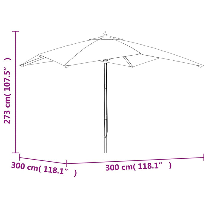 Umbrelă de grădină stâlp din lemn, taupe, 300x300x273 cm - WALTI WALTI