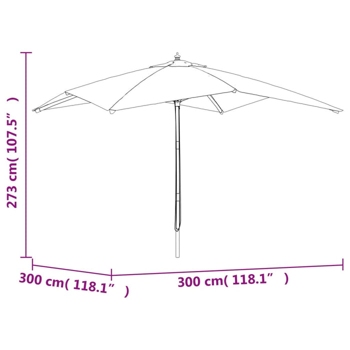 Umbrelă de grădină stâlp din lemn, roșu bordo, 300x300x273 cm - WALTI WALTI