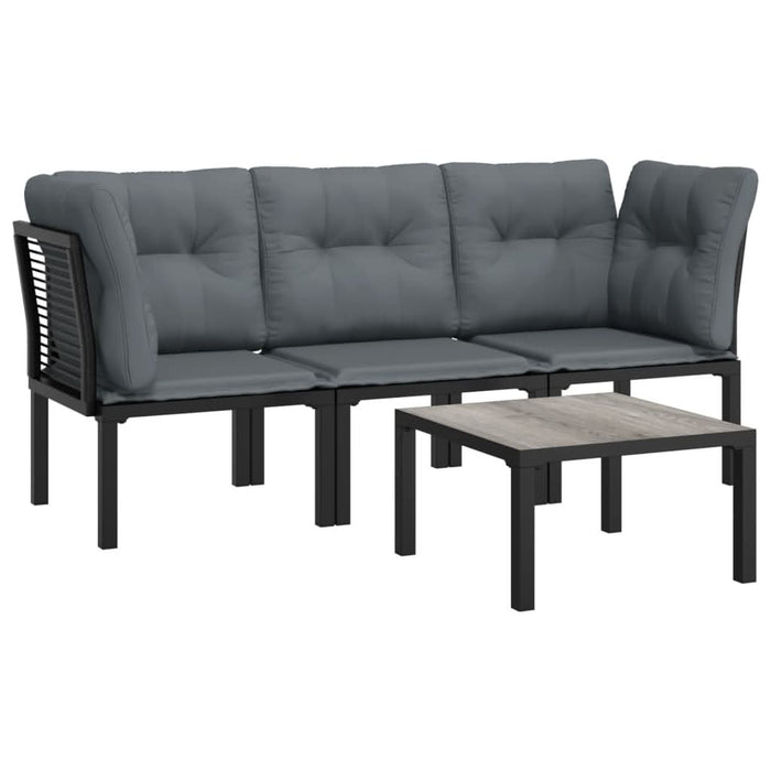 Set mobilier de grădină, 4 piese, negru și gri, poliratan - WALTI WALTI